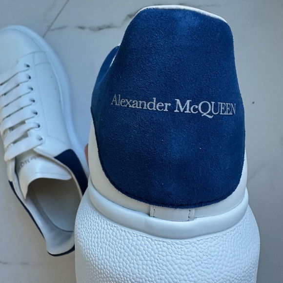 Alexander McQueen Men's Oversized Leather Platform Sneakers - 42(9) - White/Blue - Picture 1 of 8